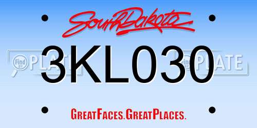 3KL030 South Dakota License Plate