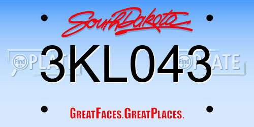 3KL043 South Dakota License Plate