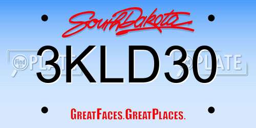 3KLD30 South Dakota License Plate