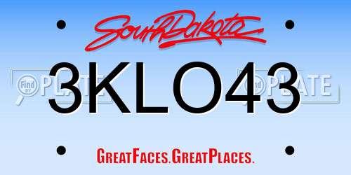 3KLO43 South Dakota License Plate