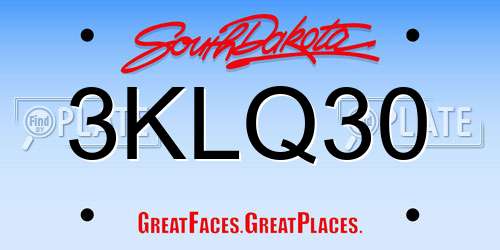 3KLQ30 South Dakota License Plate