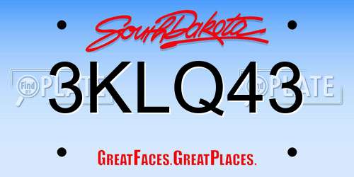 3KLQ43 South Dakota License Plate