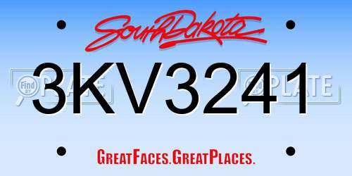 3KV3241 South Dakota License Plate