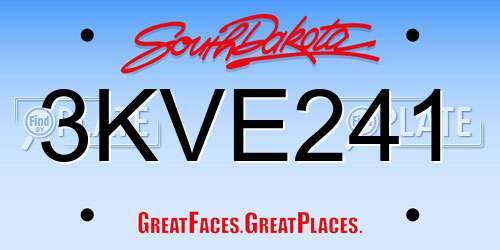 3KVE241 South Dakota License Plate