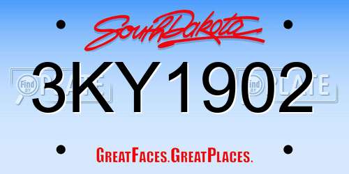 3KY1902 South Dakota License Plate