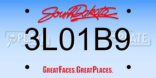 3L01B9 South Dakota License Plate