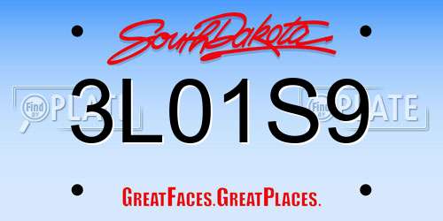 3L01S9 South Dakota License Plate