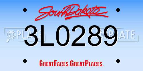 3L0289 South Dakota License Plate