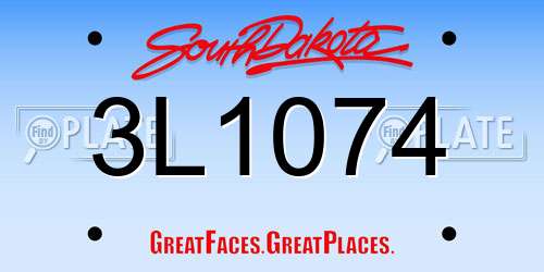 3L1074 South Dakota License Plate
