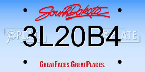 3L20B4 South Dakota License Plate
