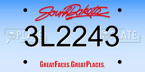 3L2243 South Dakota License Plate