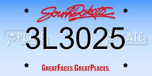 3L3025 South Dakota License Plate