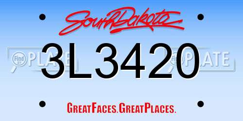 3L3420 South Dakota License Plate