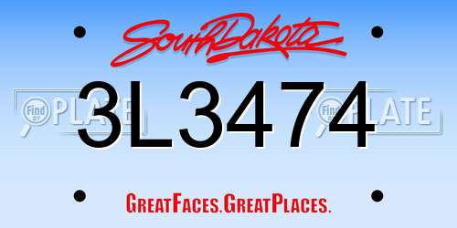 3L3474 South Dakota License Plate