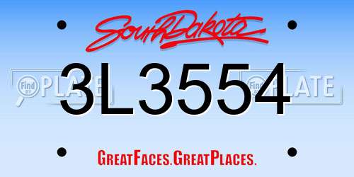 3L3554 South Dakota License Plate