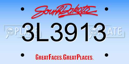 3L3913 South Dakota License Plate