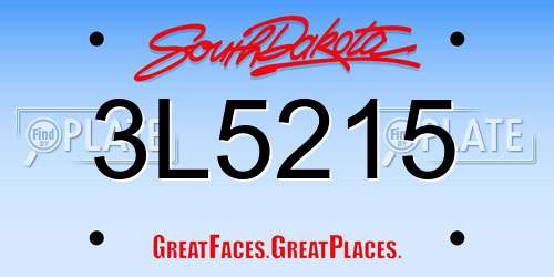 3L5215 South Dakota License Plate