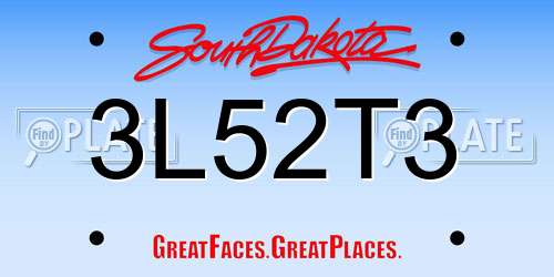 3L52T3 South Dakota License Plate