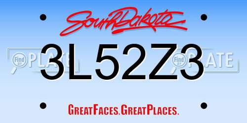 3L52Z3 South Dakota License Plate