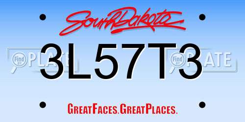 3L57T3 South Dakota License Plate