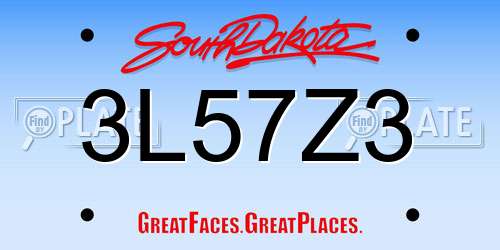 3L57Z3 South Dakota License Plate