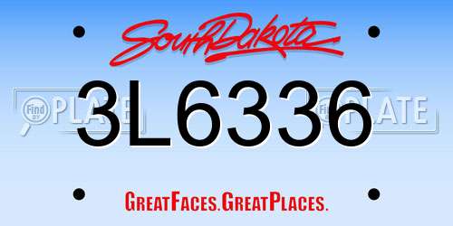 3L6336 South Dakota License Plate