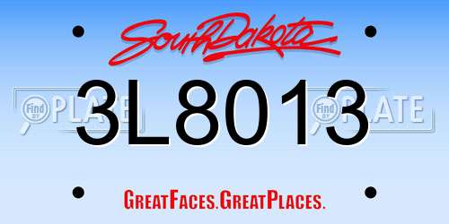 3L8013 South Dakota License Plate