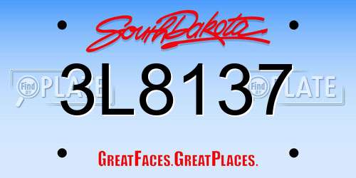 3L8137 South Dakota License Plate
