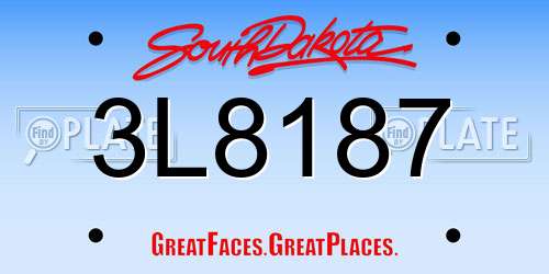 3L8187 South Dakota License Plate