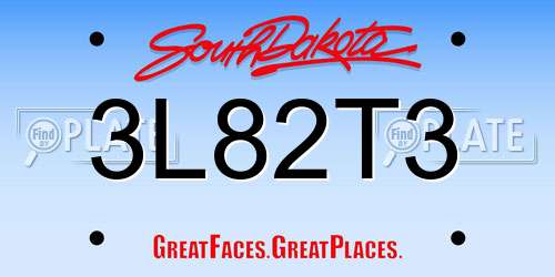 3L82T3 South Dakota License Plate
