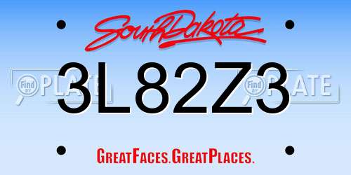 3L82Z3 South Dakota License Plate