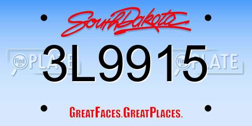 3L9915 South Dakota License Plate