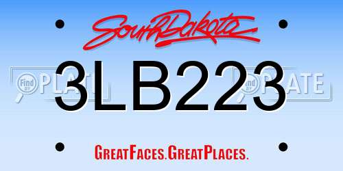 3LB223 South Dakota License Plate