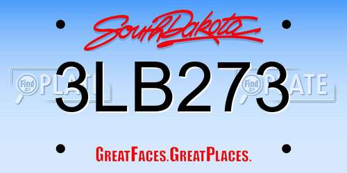 3LB273 South Dakota License Plate