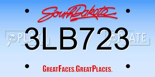 3LB723 South Dakota License Plate
