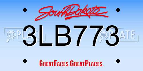 3LB773 South Dakota License Plate