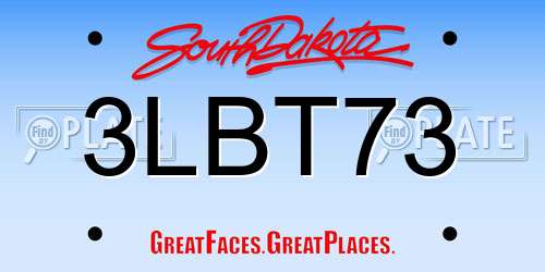 3LBT73 South Dakota License Plate