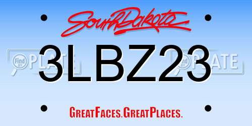 3LBZ23 South Dakota License Plate