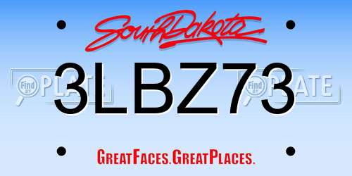 3LBZ73 South Dakota License Plate