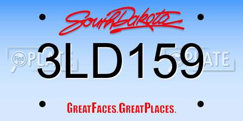 3LD159 South Dakota License Plate