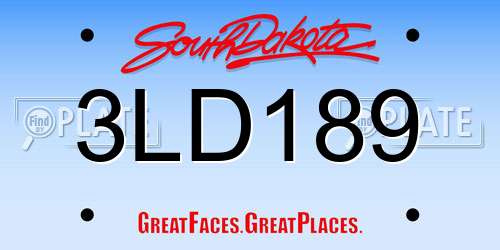 3LD189 South Dakota License Plate