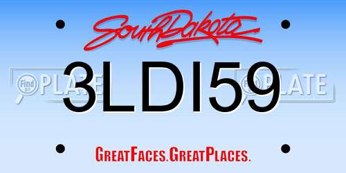 3LDI59 South Dakota License Plate