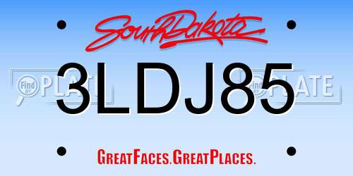 3LDJ85 South Dakota License Plate