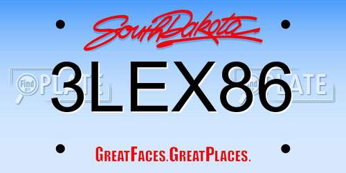 3LEX86 South Dakota License Plate