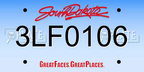 3LF0106 South Dakota License Plate