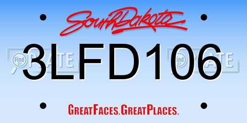 3LFD106 South Dakota License Plate