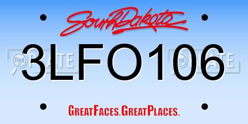 3LFO106 South Dakota License Plate