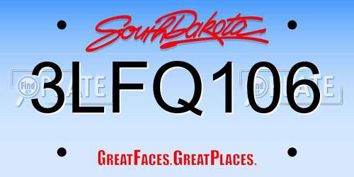 3LFQ106 South Dakota License Plate