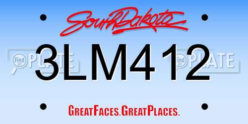 3LM412 South Dakota License Plate