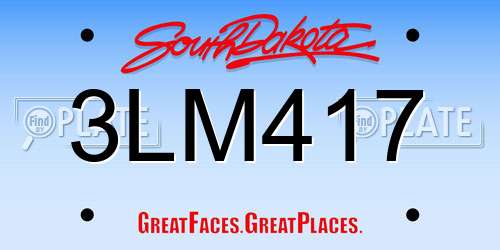 3LM417 South Dakota License Plate